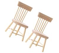 POPETPOP 12, 2 Piezas, Modelo de Silla de Roble Natural Pequeña para Casas de Muñecas, Muebles Decorativos y Juguetes Coleccionables