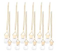 POPETPOP 12 Botellas de Perfume Vacías para Coche de 6ml Colgante de Vidrio y Madera, Difusor de Aceites Esenciales para Aliviar Estrés en Gabinete o Baño