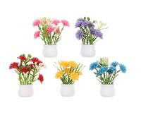 POPETPOP 12 con flores artificiales de plástico coloridas pequeñas macetas para casa de muñecas accesorios en miniatura para jardín de hadas y centro de mesa