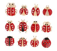 POPETPOP 12 piezas Broches de Insectos Creativos para Mujer Alfileres Ramillete Mariquita y Escarabajo Pines de Ropa Decorativos para Bolsos Suéteres y Abrigos Juego