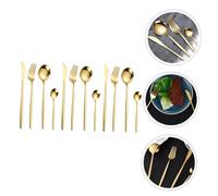POPETPOP 12 piezas Cubiertos de Acero Inoxidable Set Simple y Elegante con Cuchillo Tenedor y Cuchara Dorados para Hogar y Restaurante Diseño Pulido y Superficie Lisa