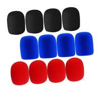 POPETPOP 12 piezas de Esponja para Micrófono Parabrisas Antiviento y Antisalpicaduras Compatible con Ktv y Grabación Colores Negro