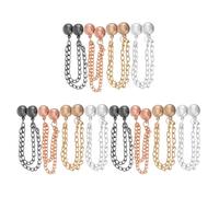 POPETPOP 12 Pinzas Magnéticas para Ropa con Cadena Ajustable Clips Metálicos para Suéteres Camisas y Hijab Broches para Cárdigans en Negro Plata Dorado y Rosa Sujetadores sin Costura