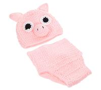POPETPOP 1Juego Disfraz de Crochet para Recién Nacido Traje de Fotografía Adorable con Sombrero Pompon Accesorios para Sesiones de Fotos