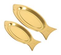 POPETPOP 2 Bandejas para Servir Pescado de Acero Inoxidable Forma de Pez Platos Planos Dorados de 35 CM y 40 CM para Cocinar al Vapor y Barbacoa Aptos para Uso Doméstico y Reuniones
