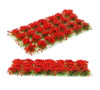 POPETPOP 2 Cajas Mechones de Césped Estático de Resina Rojo para Decoración de Mesa de Arena y Paisaje en Miniatura, Adecuado para Micro Paisajes y Casas en Miniatura