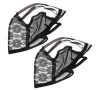 POPETPOP 2 Gorros de Peluca para Mujer Buena Permeabilidad al Aire Negro, Transpirables de Poliéster para Disfraces de Halloween y Obras de Teatro