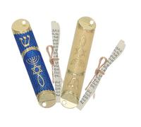 POPETPOP 2 Juegos Mezuzah de Metal Retro con Pergaminos para Puerta Decoración Judaica con Diseño Vintage Accesorio Compacto para del Hogar y Regalo Judío para Inauguración