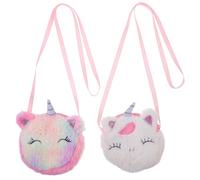 POPETPOP 2 Piezas Bolsa de Hombro para Niñas con Diseño de Unicornio de Felpa Monedero Pequeño para Monedas Ligera y Segura para Uso al Aire y Regalo Infantil Pack de Unidades