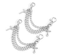 POPETPOP 2 piezas Cadena para Calzado con Cruz Accesorio Decorativo para Botas y Zapatos de Estilo Vintage Unisex Charm de Cadena Inoxidable para Mujer y Hombre