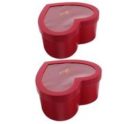 POPETPOP 2 Piezas Caja de Obsequio Vacía en Forma de Corazón Roja, Ventana Transparente, Plástico, Set de 2 Tamaños (1 Grande y 1 Pequeño), Adecuado para Perfumes, Flores, Maquillaje y