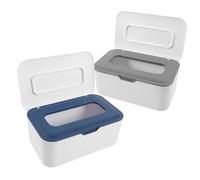 POPETPOP 2 piezas Caja para Toallitas Húmedas Portátil Unidades con Tapa Sellada Contenedor Práctico y Reutilizable para Pañuelos Resistente y Ligero para Uso Viaje y Hogar Colores Gris y