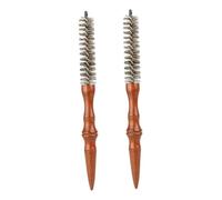 POPETPOP 2 Piezas Cepillo Rizador de Cabello Mini Redondo en Espiral, Madera y Cerdas de Jabalí, para Secado con Secador y Rizado, para Vello Facial y Cabello, Salón y Oficina