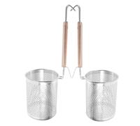 POPETPOP 2 piezas Cesta Colador de Cocina Inoxidable Colador para Fideos Verduras y Comida con Mango para Cocinar y Escurrir Alimentos