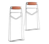 POPETPOP 2 Piezas Clip para Platos Antideslizante de Acero Inoxidable Pinzas Plegables para Cocina Soporte Antideslizante para Ollas y Platos Calientes Mango de Madera para Microondas Horno