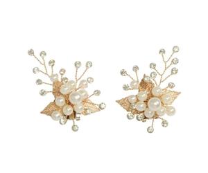 POPETPOP 2 Piezas Clips para Zapatos de Novia, Clips para Zapatos de Perlas, Dorado, Perlas y Gemas de Imitación, Aleación, Par, para Bodas y Fiestas, para Esposa y Prometida