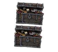 POPETPOP 2 Piezas Cofre Tesoro Resina Resistente al Agua Decoración Acuario Pequeño Ornamento para Paisaje Acuático y Refugio Peces