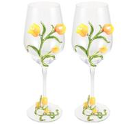 POPETPOP 2 Piezas Copas de Vino con Diseño de Flor, Alto Pie de Vidrio | Aleación y Vidrio, Diseño Elegante y Delicado, para Whisky y Soda en Fiestas