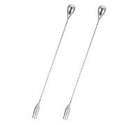 POPETPOP 2 piezas Cucharas Largas Inoxidable para Bebidas y Cócteles de Utensilios Multi Función para Postres y Frío para y Jugos Reutilizable
