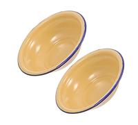 POPETPOP 2 piezas Enamel Soup Basins Vintage Thickened Rolled Edge Creative Enamelware For Household Restaurant And Hotel Use