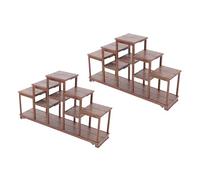 POPETPOP 2 Piezas Estantería Diseño Multilayer de Plástico Marrón para Casa de Muñecas Material Seguro y Almacenamiento de Mini y Juguetes Adecuado para de
