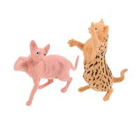 POPETPOP 2 Piezas Figuras de Gato Miniatura Realistas Modelos Simulados de Gato sin Pelo y Leopardo Decoración de Casa de Muñecas Estatuas de Plástico Resistentes y Detalladas para