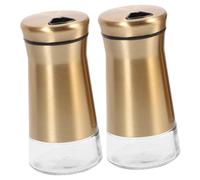 POPETPOP 2 piezas Frascos de Especias Inoxidable y Vidrio de Saleros y Pimenteros Multifuncionales para Cocina y