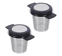 POPETPOP 2 Piezas Infusor de Té de Malla Inoxidable de 7,5cm con Doble Asa de Silicona, Colador Seguro y Versátil para Hojas Sueltas en Casa u Oficina