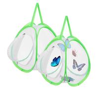 POPETPOP 2 Piezas Jaula Portátil para Mariposas y Orugas Malla Transpirable Ligera y Cómoda Hábitat Seguro para Interior y Exterior de Unidades Verdes con Estructura Desmontable