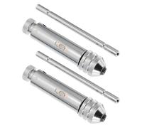 POPETPOP 2 Piezas Llave de Carraca Manual Ajustable Mango en T M5-12 | Acero Plata, Mecanismo Reversible Bidireccional, Agarre Antideslizante y Roscado Continuo