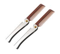 POPETPOP 2 piezas Peine Plegable Inoxidable para Hombre Compacto y Portátil Peine Multifuncional para Bigote Cuidado de y Abridor de Botellas