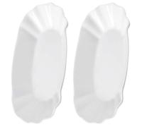POPETPOP 2 Piezas Platos de Aperitivos Tazón Multifunción de Cerámica Blanco, Plato para Patatas Fritas y Frutas, para Mojar, Servir Snacks y Condimentos, Picnic y Salidas