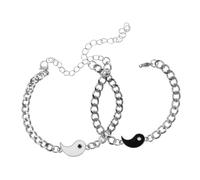 POPETPOP 2 Piezas Pulsera De Pareja De Tai Chi Yin Yang Conjunto De Collar y Pulsera Para Pareja Obsequio Para Día De San Valentín Para Él Ella