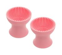 POPETPOP 2 Piezas Recipiente Limpiador de Brochas de Maquillaje de Silicona, Almohadilla Limpiadora de Brochas de Maquillaje, Rosa, Portátil, para Rutina de Belleza y Uso Doméstico