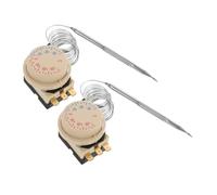 POPETPOP 2 Piezas Termostato Mecánico para Refrigerador, Controlador de Temperatura Ajustable ±35 ℃, Perilla de Acero Inoxidable y Plástico Blanco, para Frigorífico y Congelador