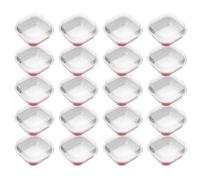 POPETPOP 20 Juegos de Tazas de Pudín y Capacillos Cuadrados para Hornear, Aluminio Tapa, Superficie Lisa, Fácil Limpieza, Diseño Compacto, para Repostería Casera