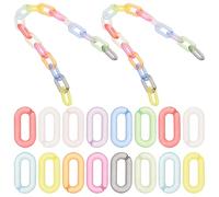POPETPOP 200 Piezas Anillos Ovalados de Acrílico Diseño Mate Arcoíris para Cadenas de Billetera y Bolso, Estructura Segura de Apertura Rápida para Manualidades en Ocasiones Casuales
