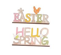 POPETPOP 2piezas Adorno Decorativo De Madera Colorido para Pascua De Letras Easter y Hello Spring para Decoración De Hogar y Oficina para Crear Festivo