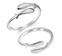 POPETPOP 2piezas Anillos De Plata Para Mujer Anillos Ajustables Abiertos Joyería De Pescado Para Dedos Para De Madre Hija