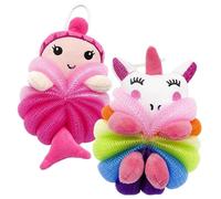 POPETPOP 2piezas Bola De Baño Exfoliante Infantil Esponja Limpiadora Piel Bolas Diseño De Sirenita y Unicornio Para Baño Divertido