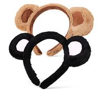POPETPOP 2piezas Diademas De Animales Orejas De Oso De Elásticas Marrón y Negro Para Maquillaje Cosplay y Fiestas Infantiles
