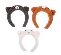 POPETPOP 3 Diademas de Gato de Peluche Adorables para Lavado Facial y Cuidado Piel Orejas de Gato, Colores Versátiles y Diseño Cómodo para Mujeres y Niñas