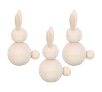 POPETPOP 3 Figuras de Conejitos de Madera sin Pintar para Manualidades de Pascua, Muñecos de Conejito sin Terminar de 5 Cm, Kit DIY para Decorar Fiestas y Proyectos Creativos de Bricolaje