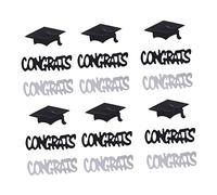 POPETPOP 3 Paquetes Confeti de Graduación para Fiesta Sombrero de Letras Plateadas y Negras Decoraciones para Mesa y Botellas Total