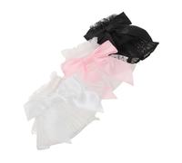 POPETPOP 3 Pares Mangas Falsas de Encaje con Lazo Puños Removibles para Manicura Accesorios para Fotos de Uñas Manguitos Decorativos para Fotografía de Manos Prop para Nail Art