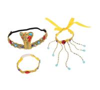POPETPOP 3 Piezas Accesorios Cleopatra Egipcia Ajustable con Diadema Serpiente Pulsera y Cinturón para Disfraces y Fiestas de Halloween para Mujer y Niña