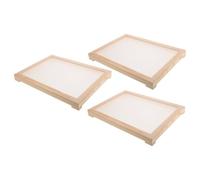 POPETPOP 3 Piezas Bandeja para Secar Especias y Hierbas con Diseño Apilable, Madera y Malla de Alta Densidad para Cocina y Balcón