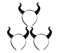 POPETPOP 3 Piezas Diadema Cuernos Realistas de Plástico Negro para Halloween, Accesorio Único que Mejora la Autenticidad y Transformación Instantánea en Fiestas Temáticas