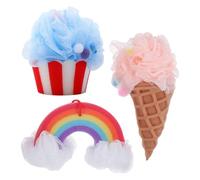 POPETPOP 3 piezas Esponjas de Baño para Diseño de Helado Esponja y Esponjosa para Ducha Exfoliante Corporal Lavable y Reutilizable Regalo Divertido para Familias