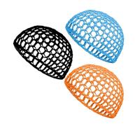 POPETPOP 3 piezas Gorros de Malla de Ganchillo para Dormir para Cabello Tejida Mano Ligera y Transpirable Sujeción Cómoda para Mujer Protección Nocturna del Pelo Rizado y Encrespado
